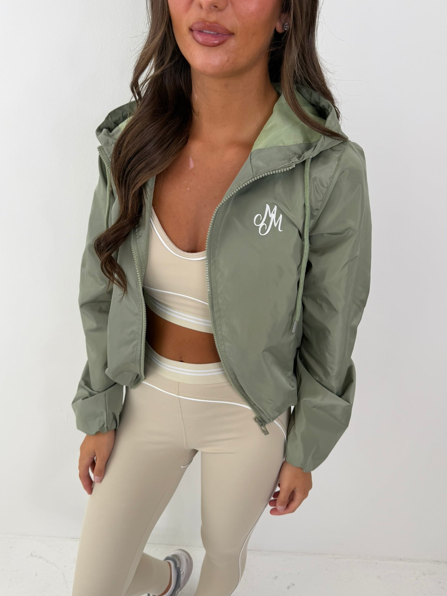 Willow long sleeved hooded wind breaker zipped all season rain proof jacket