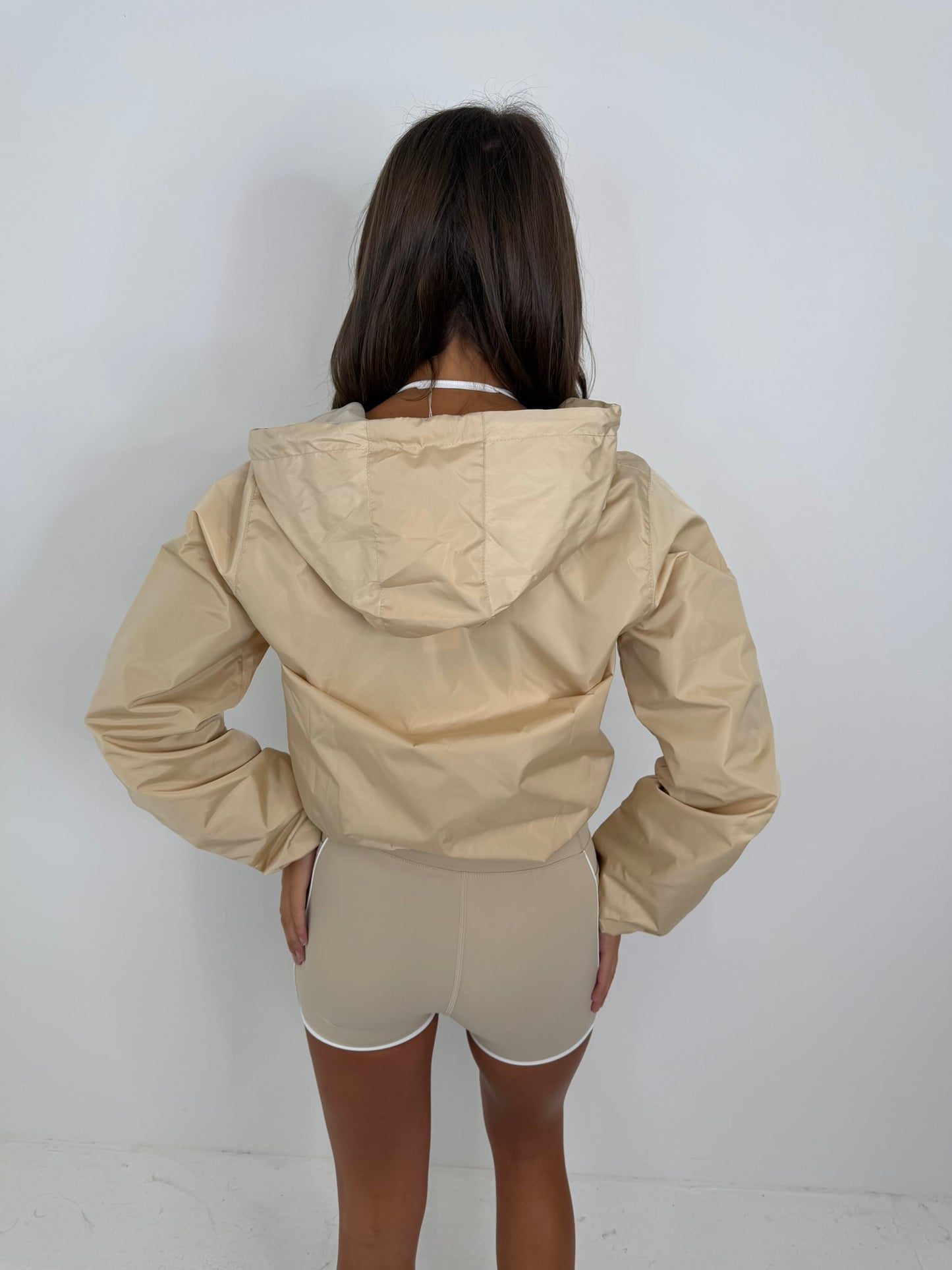 Willow long sleeved hooded wind breaker zipped all season rain proof jacket