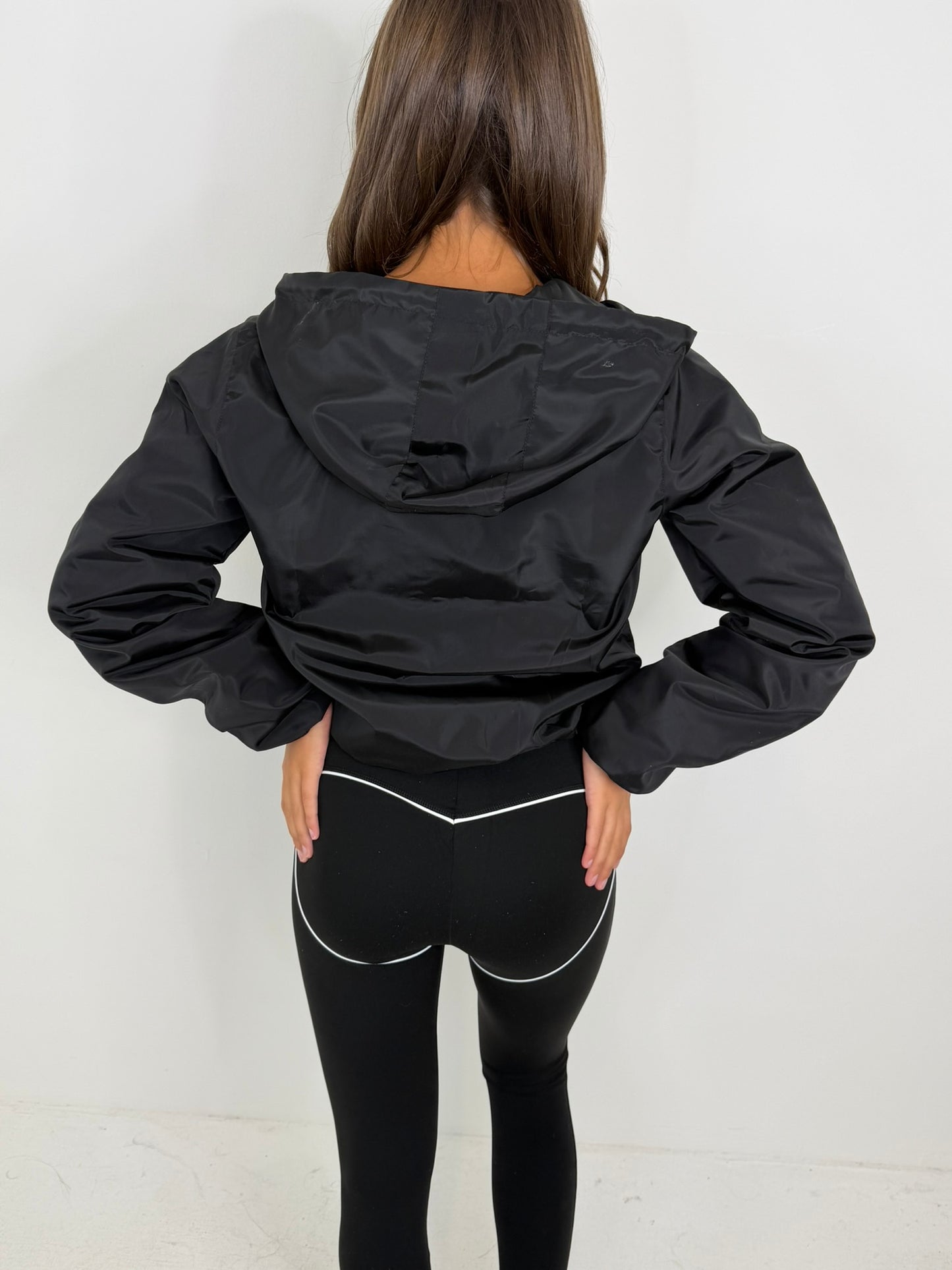 Willow long sleeved hooded wind breaker zipped all season rain proof jacket