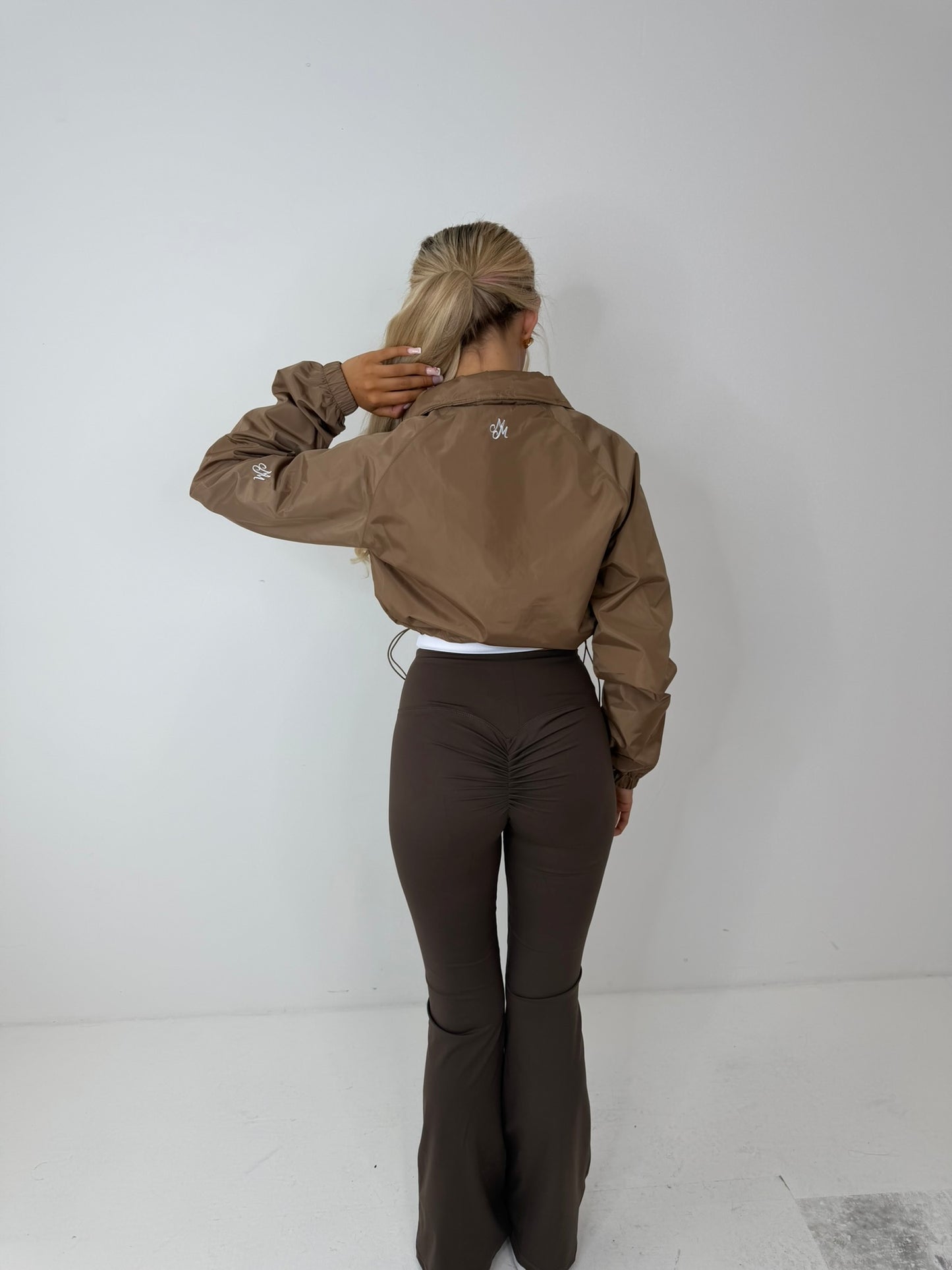 Jade quarter zip wind breaker with cuffed sleeves with MM logo TAUPE