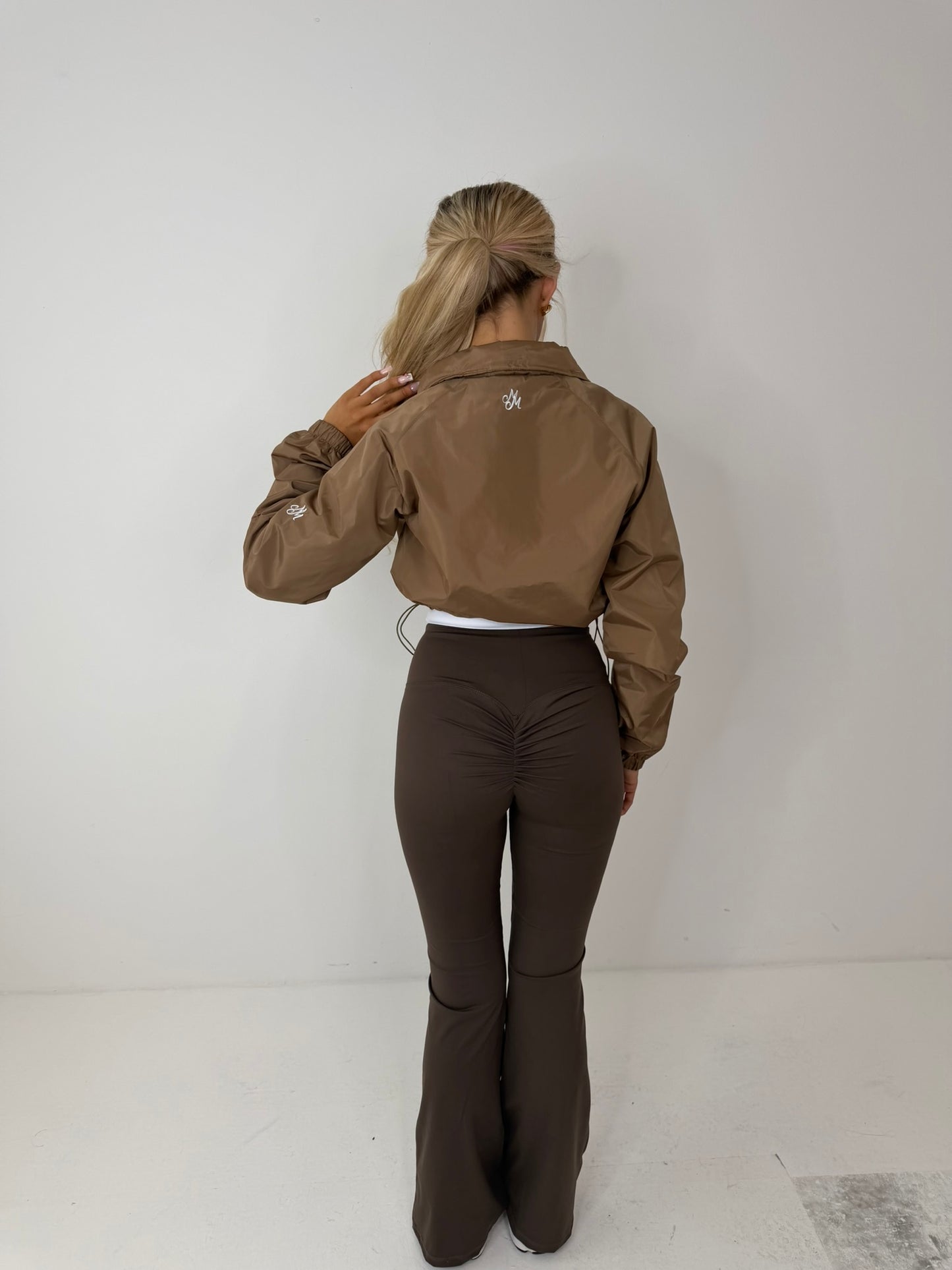 Jade quarter zip wind breaker with cuffed sleeves with MM logo TAUPE